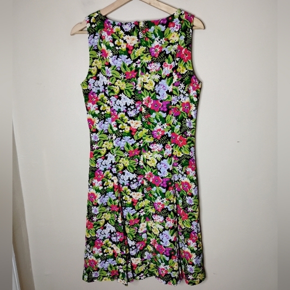 Vintage Liz Claiborne Floral Rayon Dress 8 | Cottagecore Modest Preppy Midi - Picture 5 of 7